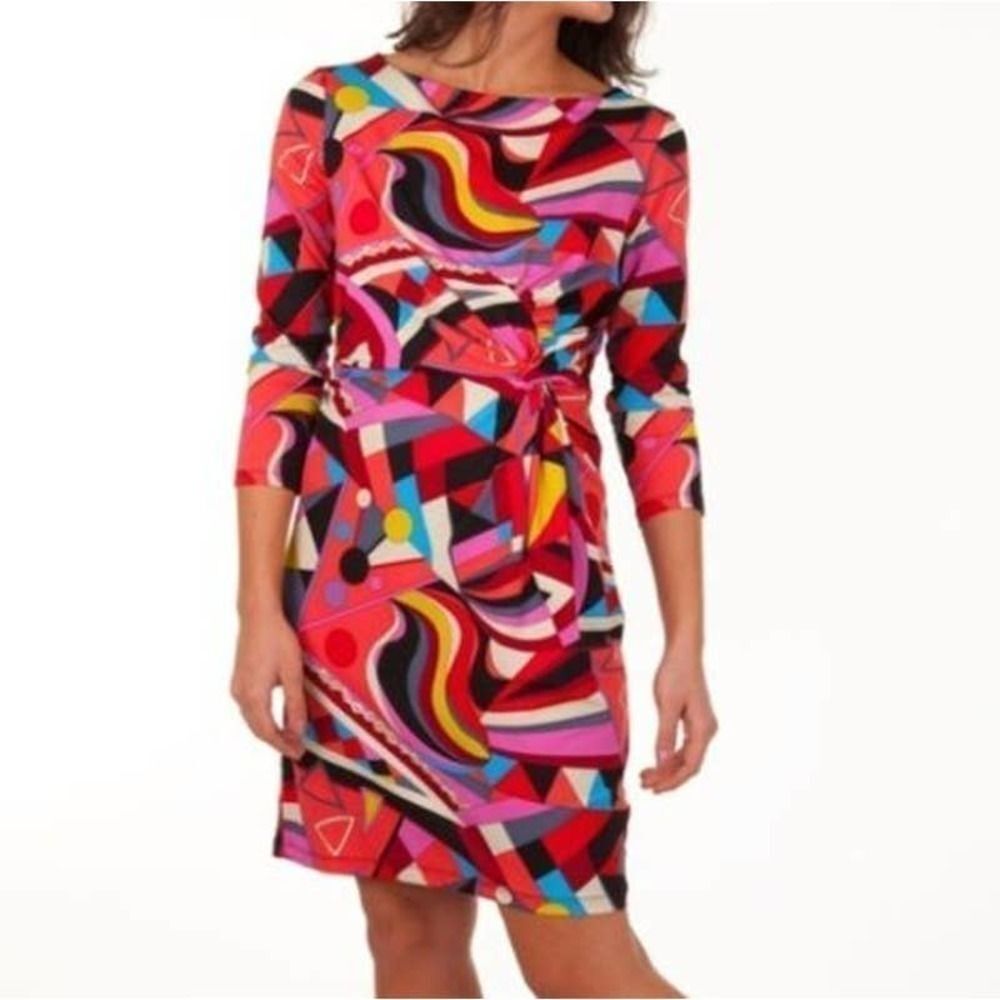 TRACY Negoshian Marilyn Knotted Dress in Red Geowave size XS NWT